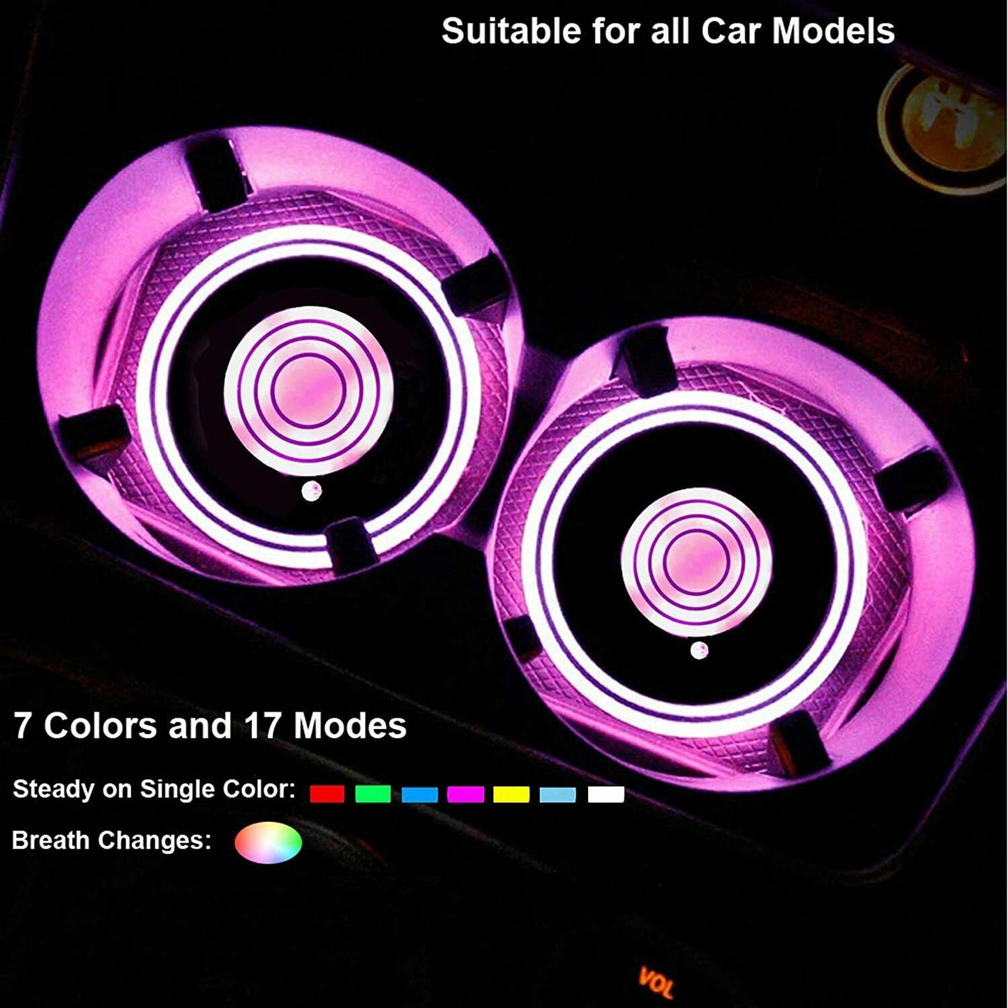 Voltify LED car coaster with ambient glow and circular light pattern