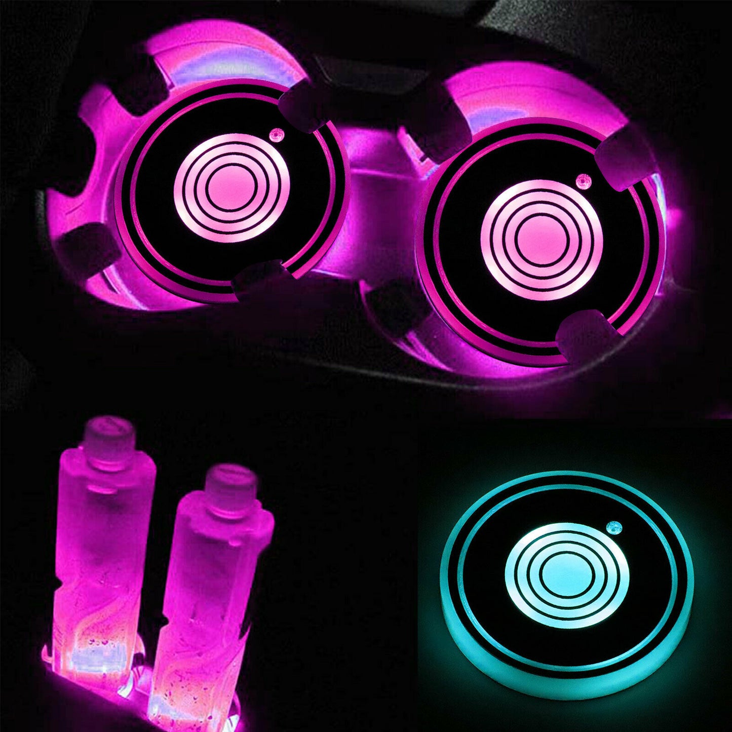 Voltify LED car coaster with ambient glow and circular light pattern